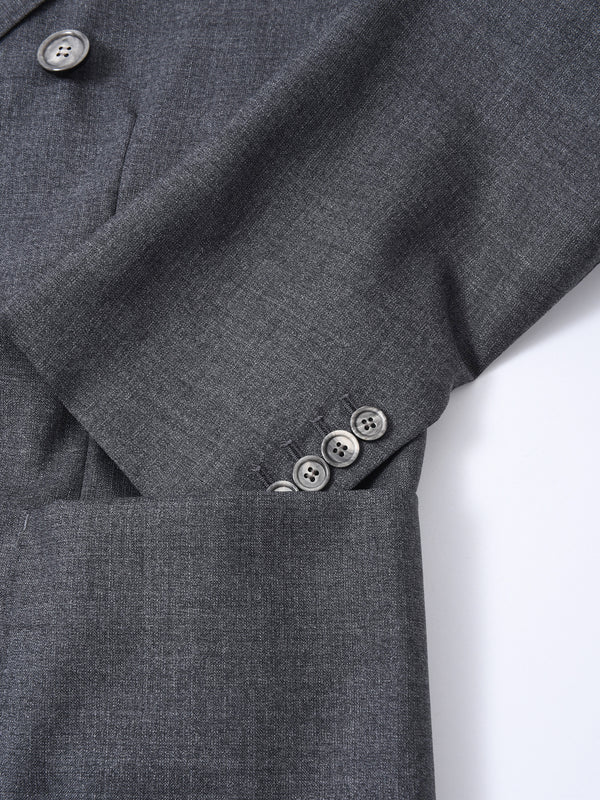 DOUBLE BREASTED JACKET_WOOL VISCOSE CANVAS HEATHER